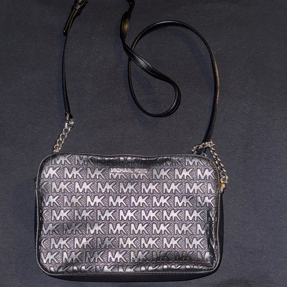 Michael Kors Black MK Logo Crossbody Bag with Chain Strap